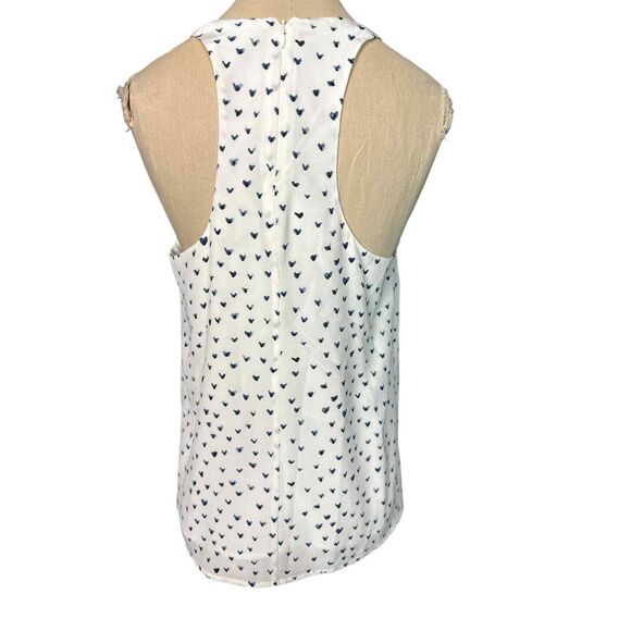 Joie White Racer Back Silk Tunic Blue Hearts lined Size Small - Picture 3 of 4